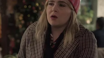 Twelve Dates ‘Til Christmas 2025 Mae Whitman Plaid Coat worn by Kate (Mae Whitman) as seen in Twelve Dates 'Til Christmas