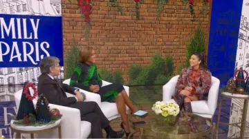 Manteau à bascule modèle Etro Jacquard porté par Ashley Park tel que vu dans Good Morning America le 8 décembre 2025