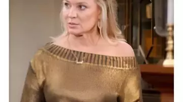 The Young and the Restless Sharon Newman Gold Metallic Sweater used by (Sharon Newman) as seen in The Young and the Restless