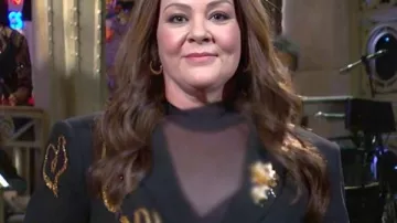 SNL S51 Melissa McCarthy Black Sequin Blazer Dress worn by Melissa McCarthy as seen in Saturday Night Live