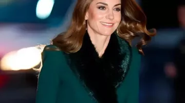 Kate Middleton Together At Christmas Green Coat in Princess of Wales and Kate Winslet attend 'Together at Christmas' carol service