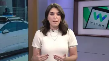 French Connection Vhari Short Sleeve Jumper worn by Liz Kreutz as seen in Today on December 8, 2025