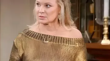 TYATR Sharon Case Off-Shoulder Sweater worn by Sharon Collins (Sharon Case) as seen in The Young and the Restless
