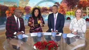 Thakoon Fair Isle Sweater Dress worn by Dylan Dreyer as seen in Today on December 8, 2025