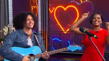 Charles Jeffrey Loverboy Sequin-embellished Denim Jacket worn by Miles Moon as seen in Tamron Hall Show on December 2, 2025