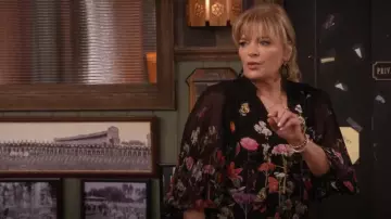 Alice + Olivia Ilan Floral Pleated Blouse worn by Gabby (Melissa Peterman) as seen in Happy's Place (S02E01)