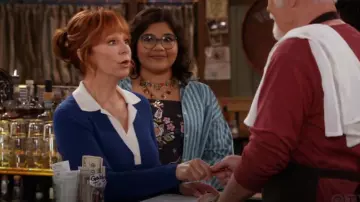 Akris Punto Colorblock Long Sleeve Virgin Merino Wool Rib worn by Bobbie (Reba McEntire) as seen in Happy's Place (S02E01)