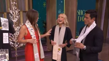 Anthropologie Avery Suited Jumpsuit worn by Monica Mangini as seen in LIVE with Kelly and Mark on December 4, 2025