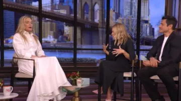 Jacquemus The Oval Shirt worn by Michelle Pfeiffer as seen in LIVE with Kelly and Mark on December 4, 2025