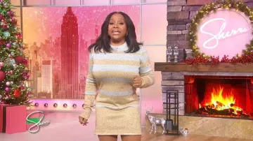 Rabanne Metallic Striped Mini Dress worn by Sherri Shepherd as seen in Sherri on December 4, 2025