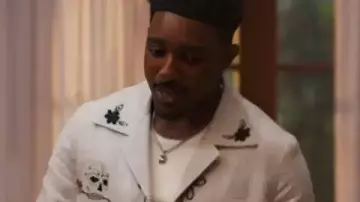 Bel-Air S4 Jordan L. Jones Floral Skull Print Shirt Jacket worn by (Jordan L. Jones) in Bel-Air (S03)