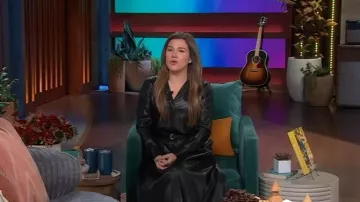 Donna Karan Faux-Leather Belted Midi-Dress worn by Kelly Clarkson as seen in The Kelly Clarkson Show on December 4, 2025
