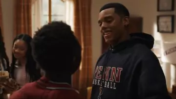 Pennsylvania Quakers Champion Stacked Logo Basketball Eco Powerblend Pullover Hoodie worn by Will Smith (Jabari Banks) as seen in Bel-Air (S04E07)
