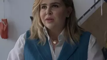 Twelve Dates ‘Til Christmas S01 Mae Whitman Blue Waistcoat worn by Kate (Mae Whitman) as seen in Twelve Dates 'Til Christmas (S01)