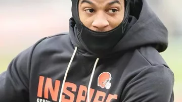 Cleveland Browns 2025 Inspire Change Hoodie of in the YouTube video Kevin Stefanski, Myles Garrett, Shedeur Sanders Postgame Press Conference | December 7, 2025