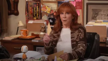 Ralph Lauren Collection Silk Linen Shawl Collar Cardigan worn by Bobbie (Reba McEntire) as seen in Happy's Place (S02E04)