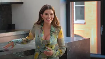 Oscar de la Renta Fig, Grape and Poppies Maxi Dress worn by (Jess Markowski) as seen in Owning Manhattan (S02E01)