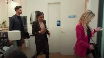 L'Agence Royal Lace Midi Skirt worn by Genesis Suero as seen in Owning Manhattan (S02E03)