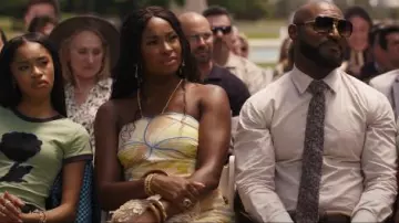 Farm Rio x Anthropologie Floral Printed Linen Blend Halter Midi Dress worn by Hilary Banks (Coco Jones) as seen in Bel-Air (S04E08)