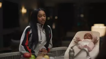 Umbro Striped Quarter Zip Sweatshirt worn by Ashley Banks (Akira Akbar) as seen in Bel-Air (S04E08)