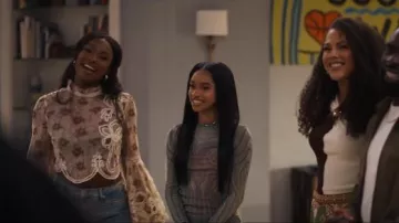 Free People Embroidered Daydream Top worn by Hilary Banks (Coco Jones) as seen in Bel-Air (S04E08)