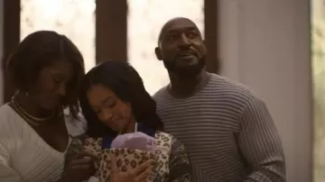 Emporio Armani Plated Wide Rib Cotton Modal Blend Jumper worn by Phillip Banks (Adrian Holmes) as seen in Bel-Air (S04E08)