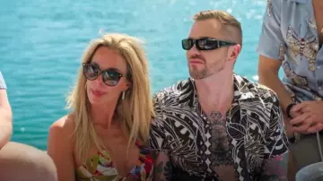 Zara Tropical Print Cut Out Halter Maxi Dress worn by Jess Taylor as seen in Owning Manhattan (S02E07)