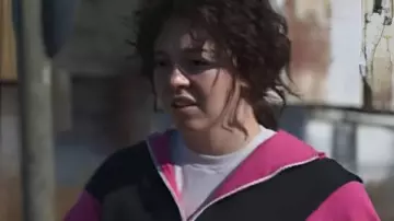 CHRISTY 2025 Sydney Sweeney Pink and Black Track Hoodie worn by Christy Martin (Sydney Sweeney) in Christy