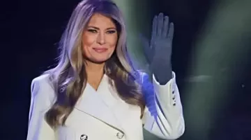 National Christmas Tree Lighting Melania Trump White Coat worn by Melania Trump in President Trump and The First Lady Participate in the National Christmas Tree Lighting