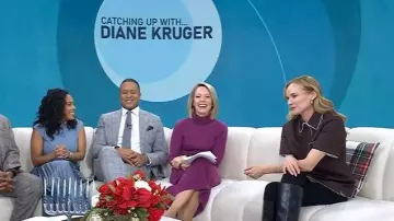 Prada Patch-pocket Raw-cut Polo Top worn by Diane Kruger as seen in Today on December 9, 2025