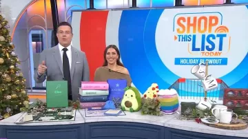 Simkhai Janese Off Shoulder Midi Dress worn by Melissa Garcia as seen in Today on ecember 9, 2025