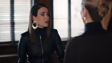 The Row Anasta Bonded Leather Jacket worn by Carrington Lane (Sarah Paulson) as seen in All's Fair (S01E08)