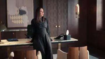 Alaia Tie Neck Silk Blend Midi Dress worn by Carrington Lane (Sarah Paulson) as seen in All's Fair (S01E08)