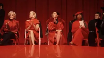 Balmain High Neck Pleated Knit Long Dress worn by Emerald Greene (Niecy Nash) as seen in All's Fair (S01E08)