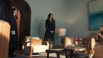 Elie Saab Check Patter High Waist Skirt worn by Bookie Schwartz (Celia) as seen in All's Fair (S01E09)