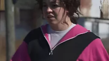 CHRISTY Sydney Sweeney Pink and Black Track Hoodie worn by Christy Martin (Sydney Sweeney) as seen in Christy