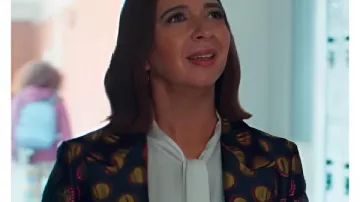Loot S03 Molly Wells Black & Gold Dot Blazer worn by Molly Novak (Maya Rudolph) as seen in Loot