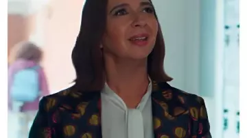 Loot S03 Molly Wells Black & Gold Dot Blazer worn by Molly Novak (Maya Rudolph) as seen in Loot