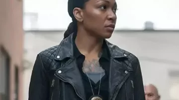 Mercy 2026 Kali Reis Black Leather Jacket worn by (Kali Reis) as seen in Mercy