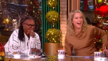 Simkhai Victoria Draped Long-Sleeve Blouse worn by Sara Haines as seen in The View on December 10, 2025