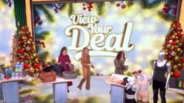 Simkhai Kyra Satin Wide Leg Pant worn by Sara Haines as seen in The View on December 10, 2025