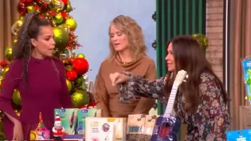 Khaite Edgar Floral Pleated Silk Gown worn by Gretta Monahan as seen in The View on December 10, 2025