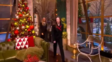 McQueen Uniform Trousers worn by Andrea Riseborough as seen in The View on  December 10, 2025