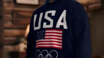 Evan Bates Blue Jumper worn by Evan Bates in Madison CHOCK / Evan BATES | Ice Dance Free Dance | Saatva Skate America 2025 | #GPFigure