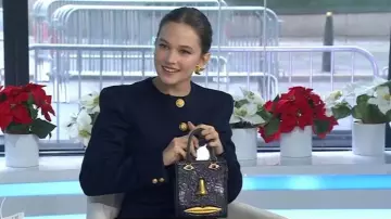 Schiaparelli Collarless Short Jacket worn by Cailee Spaeny as seen in Today on December 10, 2025