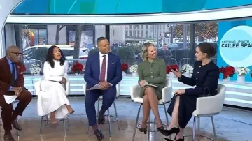 Schiaparelli Pencil Skirt worn by Cailee Spaeny as seen in Today on December 10, 2025