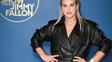Aryna Sabalenka The Tonight Show Starring Jimmy Fallon Leather Coat as seen in The Tonight Show Starring Jimmy Fallon