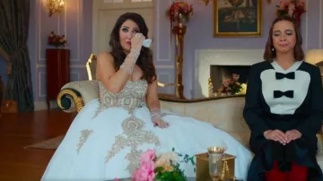 Say Yes Juniors Strapless Embellished Ballgown worn by Luciana (D'Arcy Carden) as seen in Loot (S03E10)