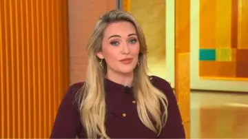 Karen Millen Viscose Blend Rib Envelope Neck Knit Midi Dress worn by Kelly O'Grady as seen in CBS Mornings on November 28, 2025