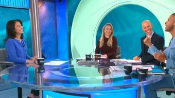 C by Bloomingdales Crewneck Cashmere Cardigan worn by Celine Gounder as seen in CBS Mornings on November 28, 2025